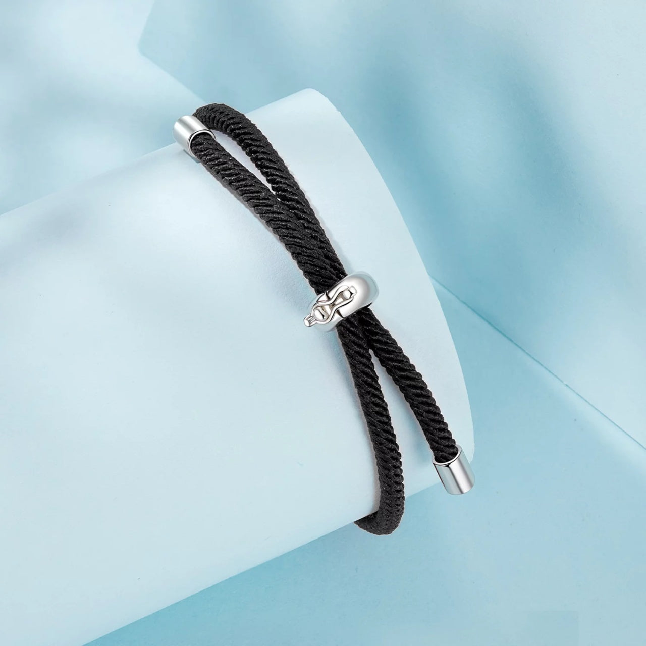 Bratara cu snur Black Knot, Argint 925, Pentru Femei
