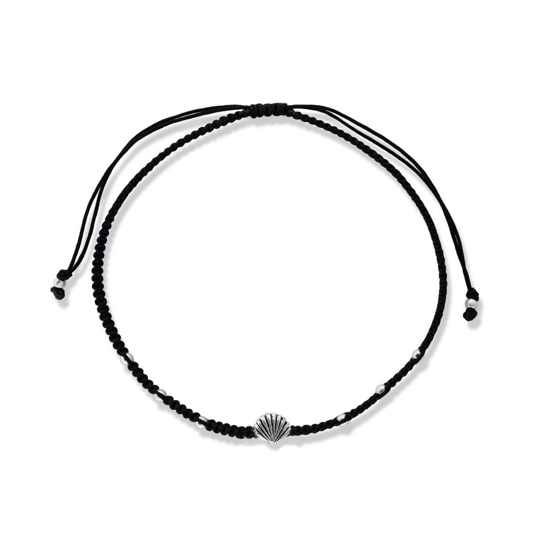 Bratara cu snur Black Silver Shell, Argint 925, Pentru Femei