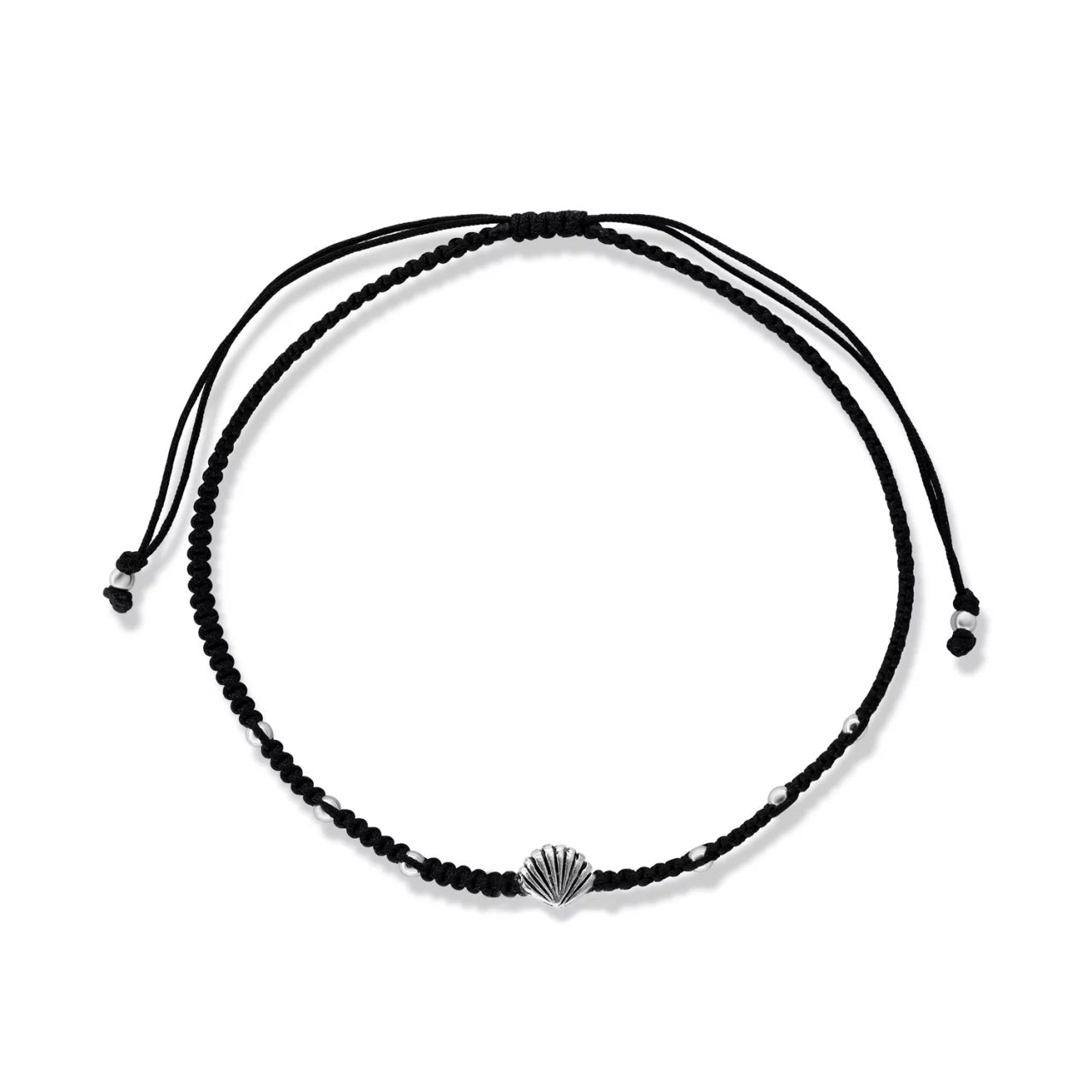 Bratara cu snur Black Silver Shell, Argint 925, Pentru Femei