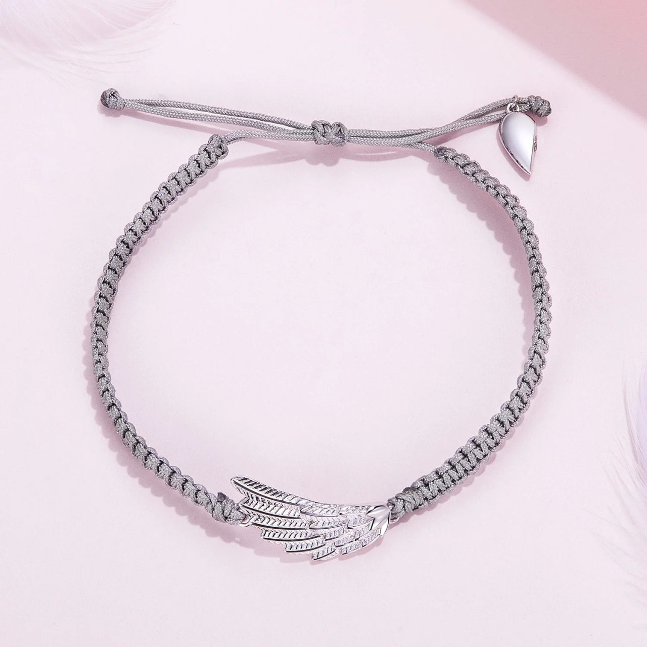 Bratara cu snur Couple Angel Wing, Argint 925, Pentru Femei 3.50g