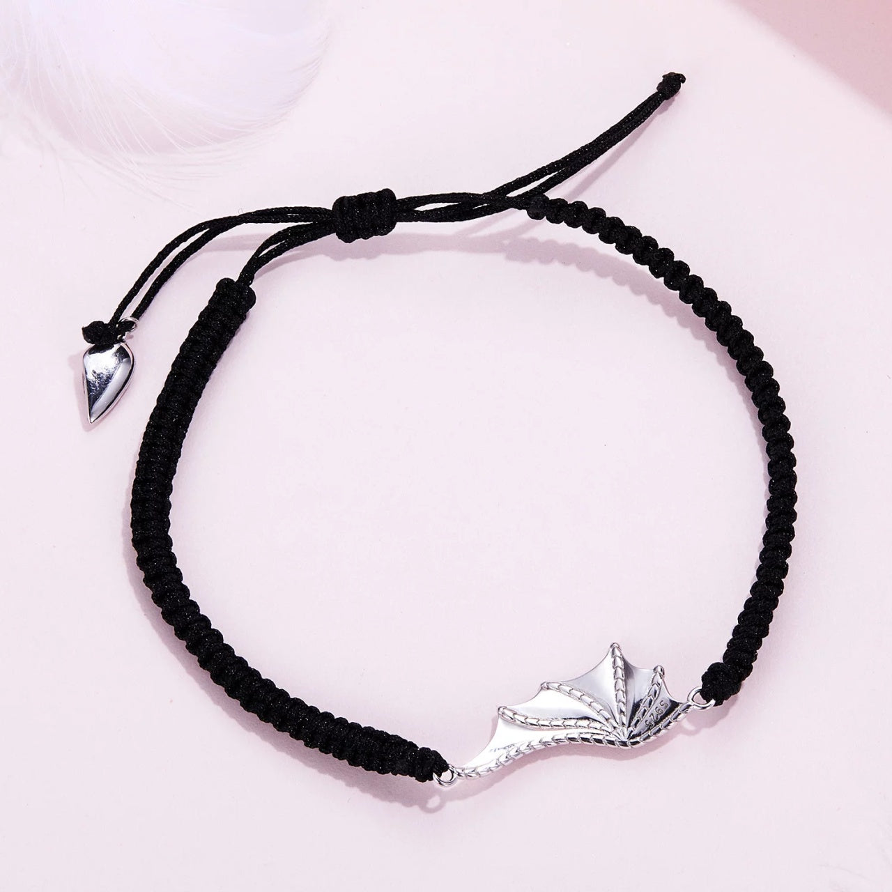 Bratara cu snur Couple Demon Wing, Argint 925, Pentru Femei 1.99g