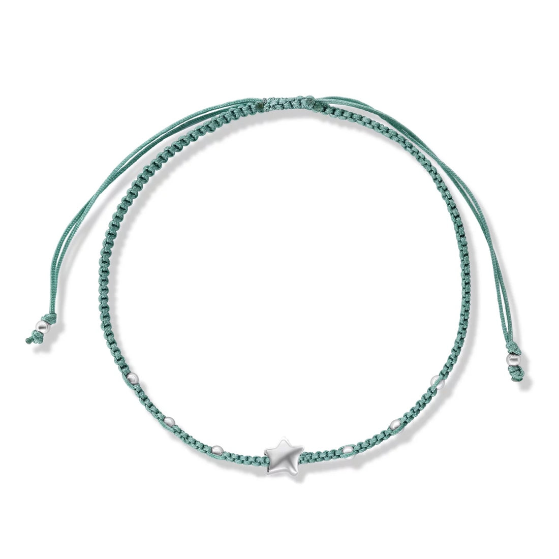 Bratara cu snur Green Star, Argint 925, Pentru Femei