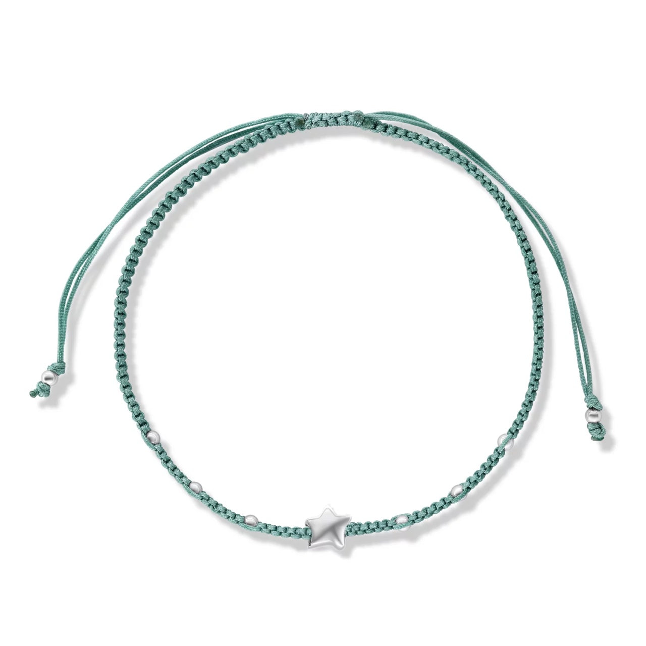 Bratara cu snur Green Star, Argint 925, Pentru Femei