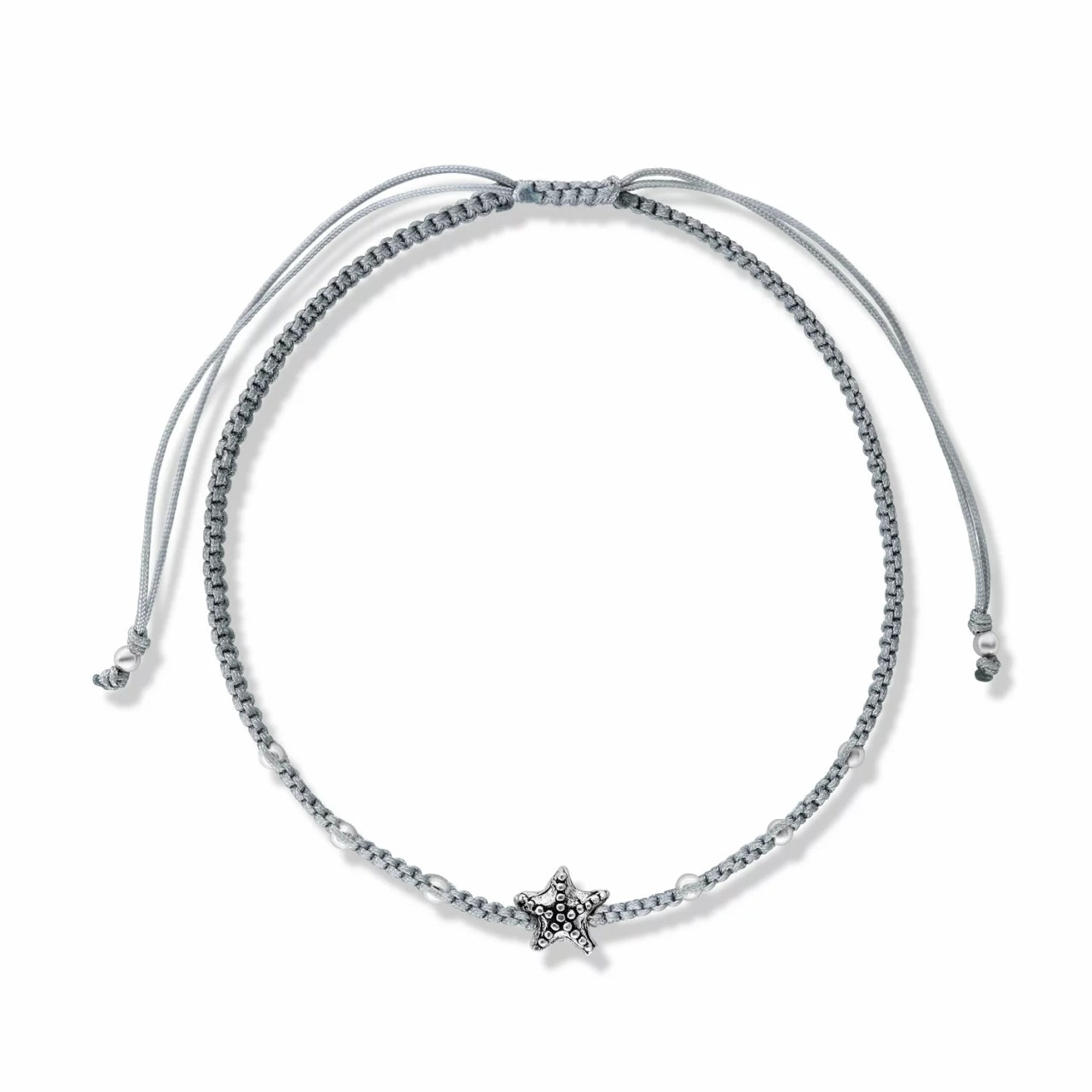 Bratara cu snur Grey Starfish, Argint 925, Pentru Femei