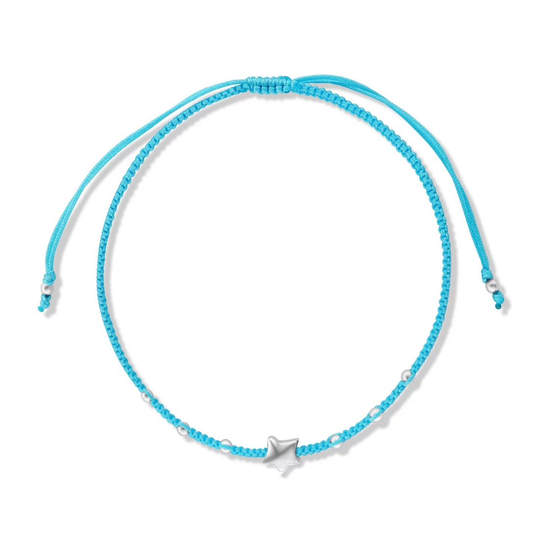 Bratara cu snur Light Blue Star, Argint 925, Pentru Femei
