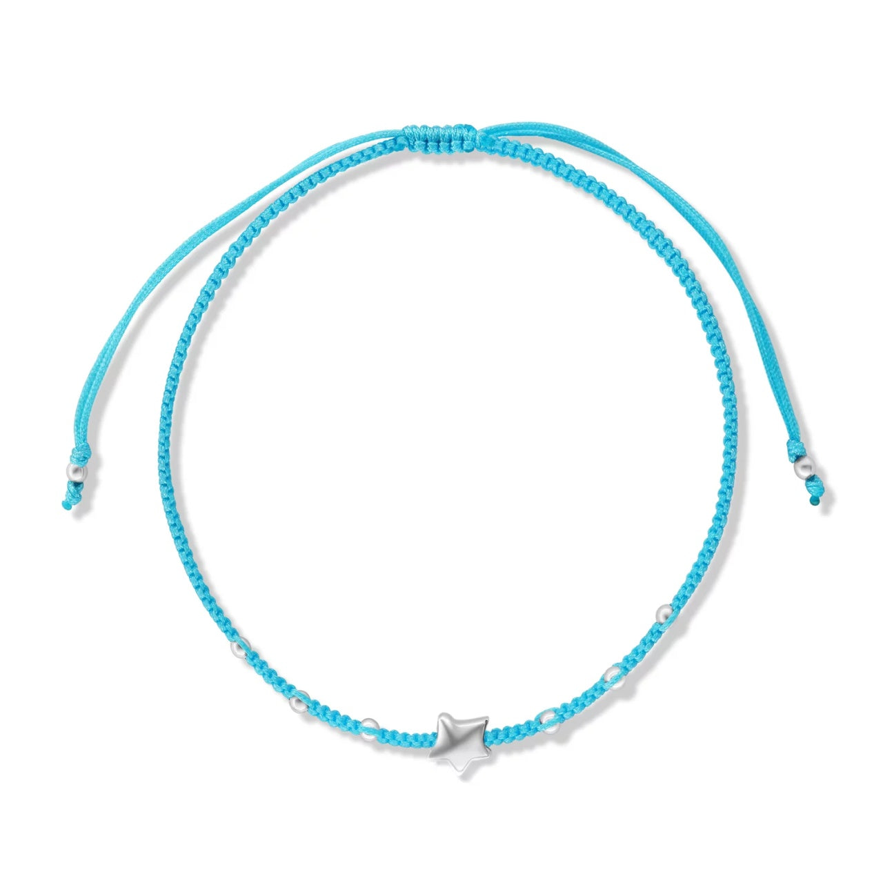 Bratara cu snur Light Blue Star, Argint 925, Pentru Femei