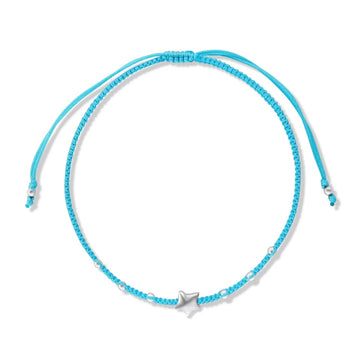 Bratara cu snur Light Blue Star, Argint 925, Pentru Femei