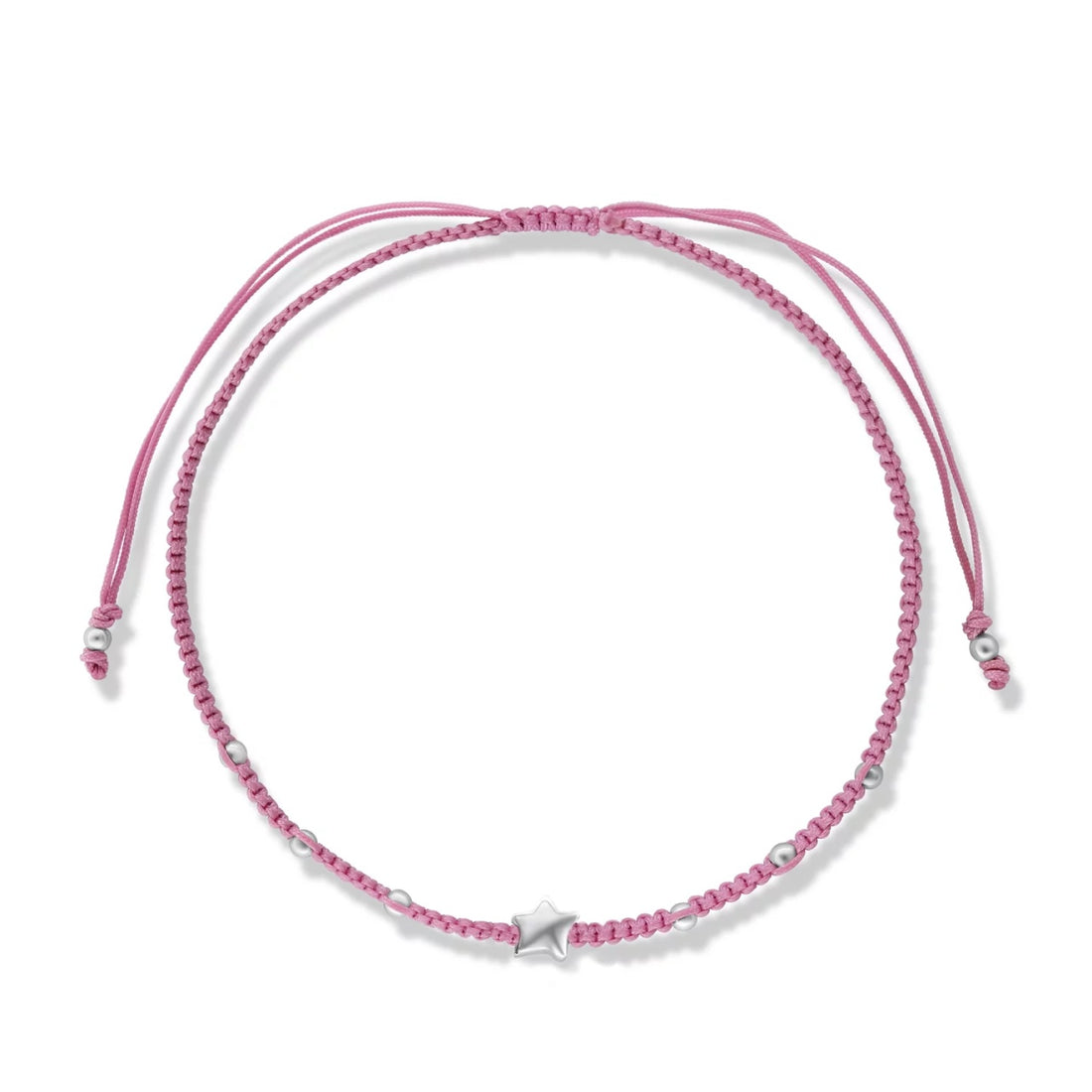 Bratara cu snur Pink Star, Argint 925, Pentru Femei
