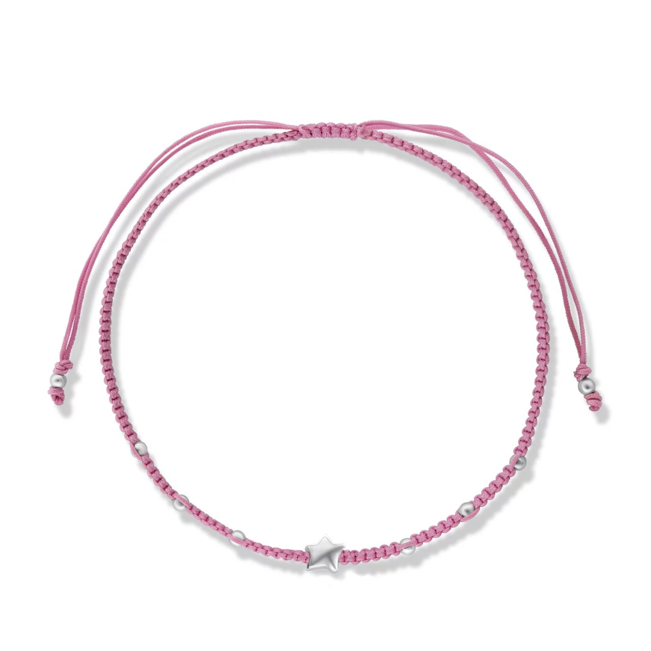 Bratara cu snur Pink Star, Argint 925, Pentru Femei
