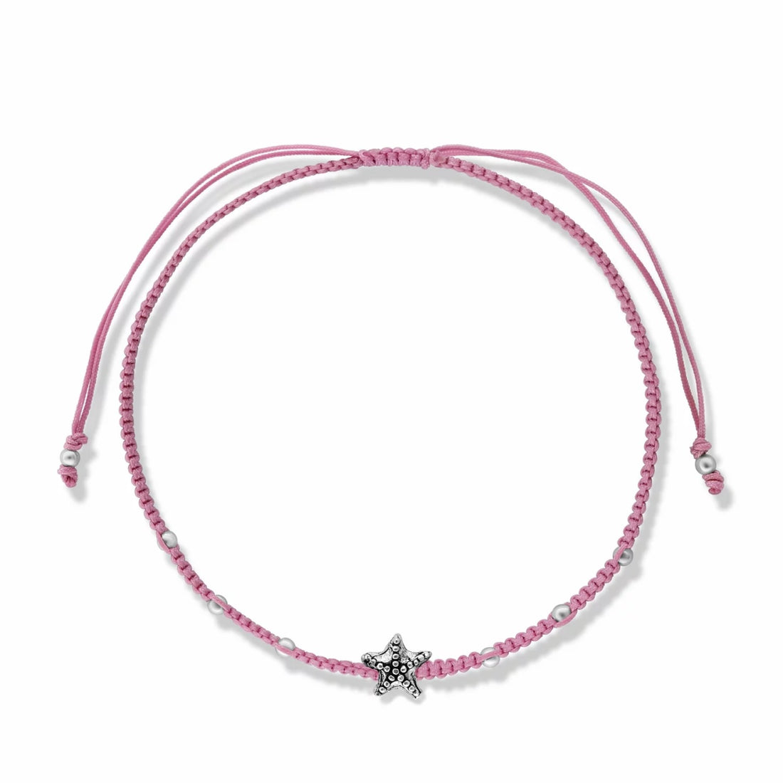 Bratara cu snur Pink Starfish, Argint 925, Pentru Femei