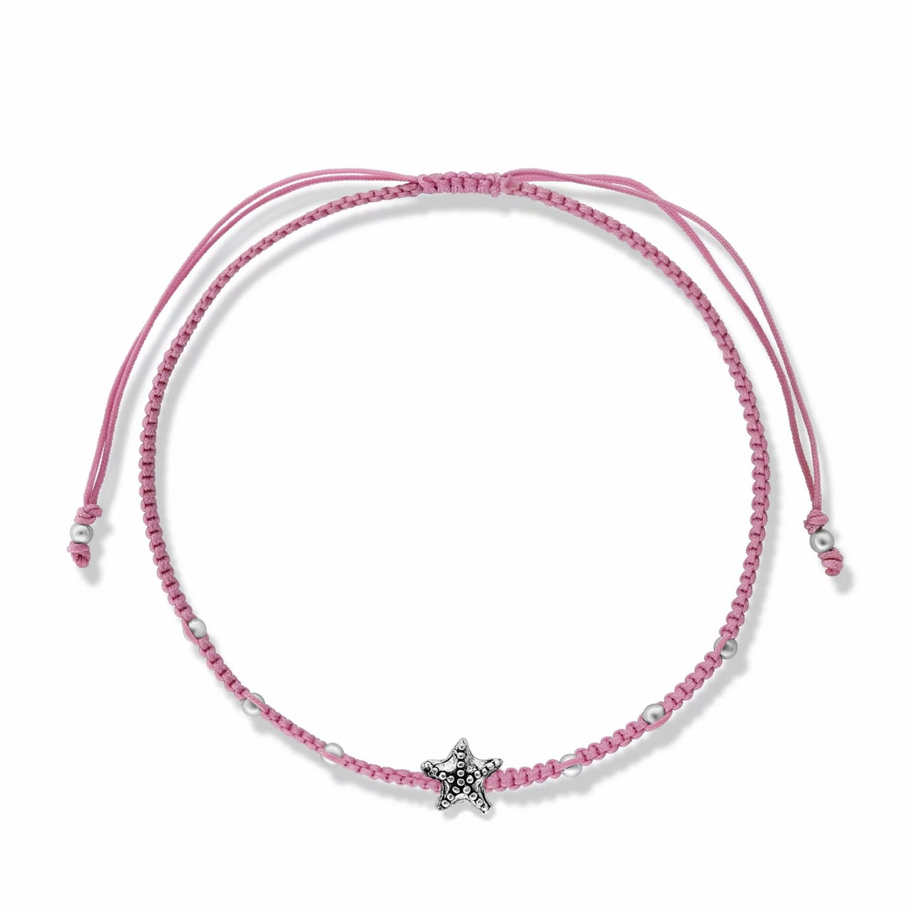 Bratara cu snur Pink Starfish, Argint 925, Pentru Femei