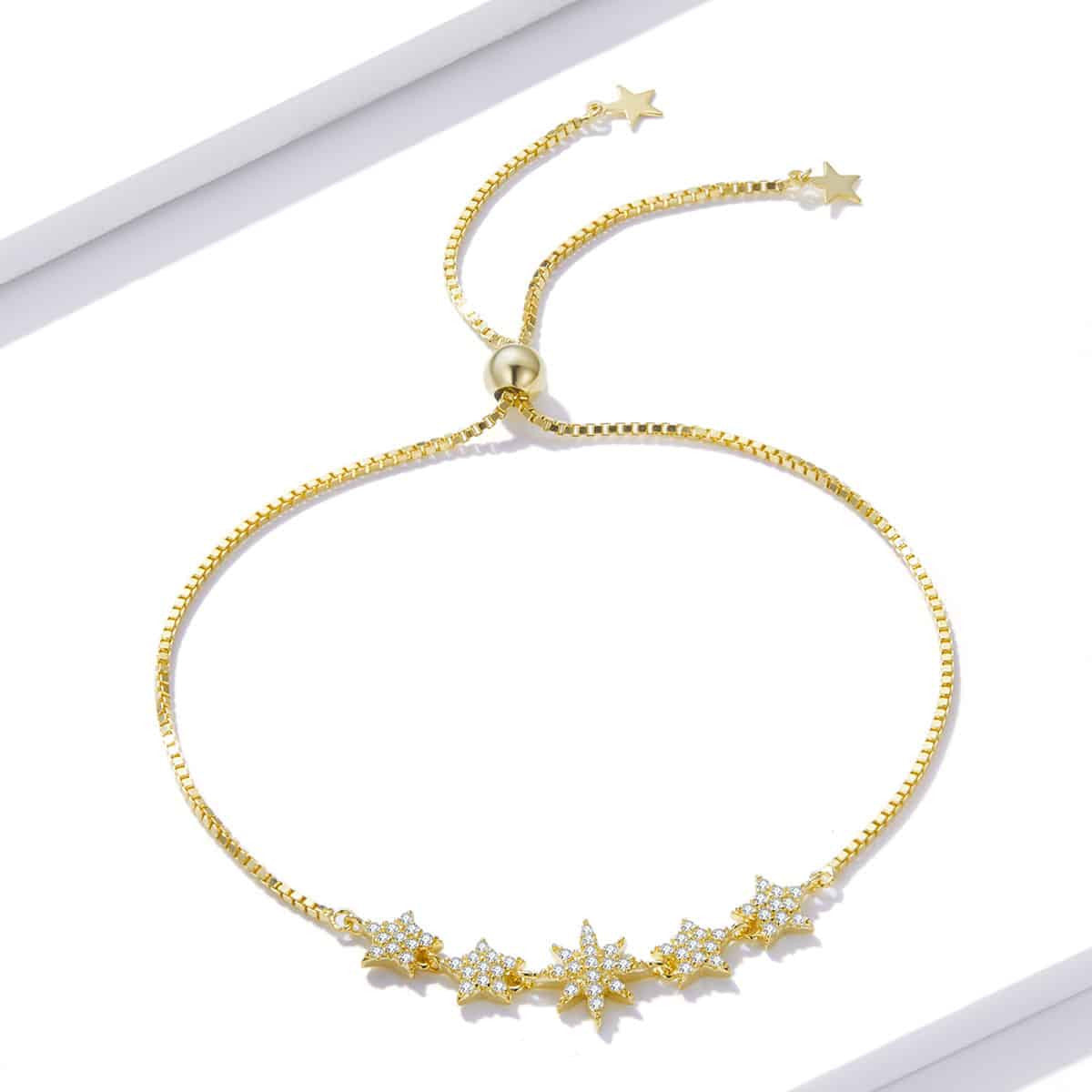 Bratara Din Argint 925 5 STELUTE Placata Aur 3.2g