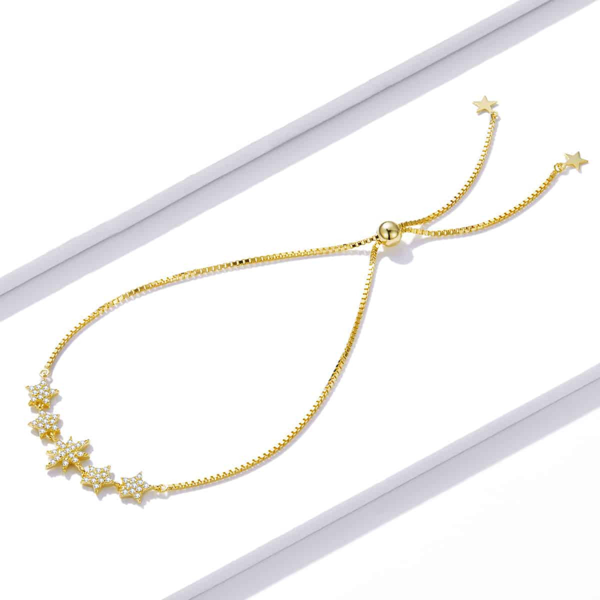 Bratara Din Argint 925 5 STELUTE Placata Aur 3.2g