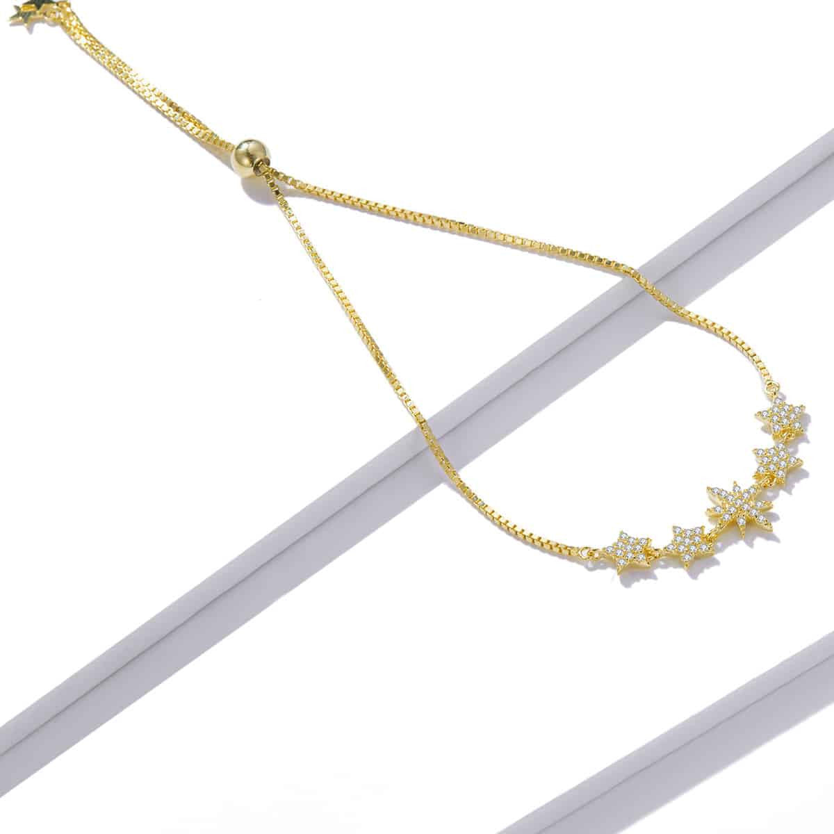 Bratara Din Argint 925 5 STELUTE Placata Aur 3.2g