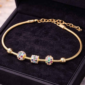 Bratara din Argint 925 model Bile Multifatetate -GOLD- MULTICOLOR 5.5g
