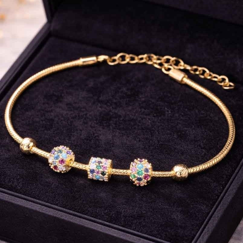 Bratara din Argint 925 model Bile Multifatetate -GOLD- MULTICOLOR 5.5g