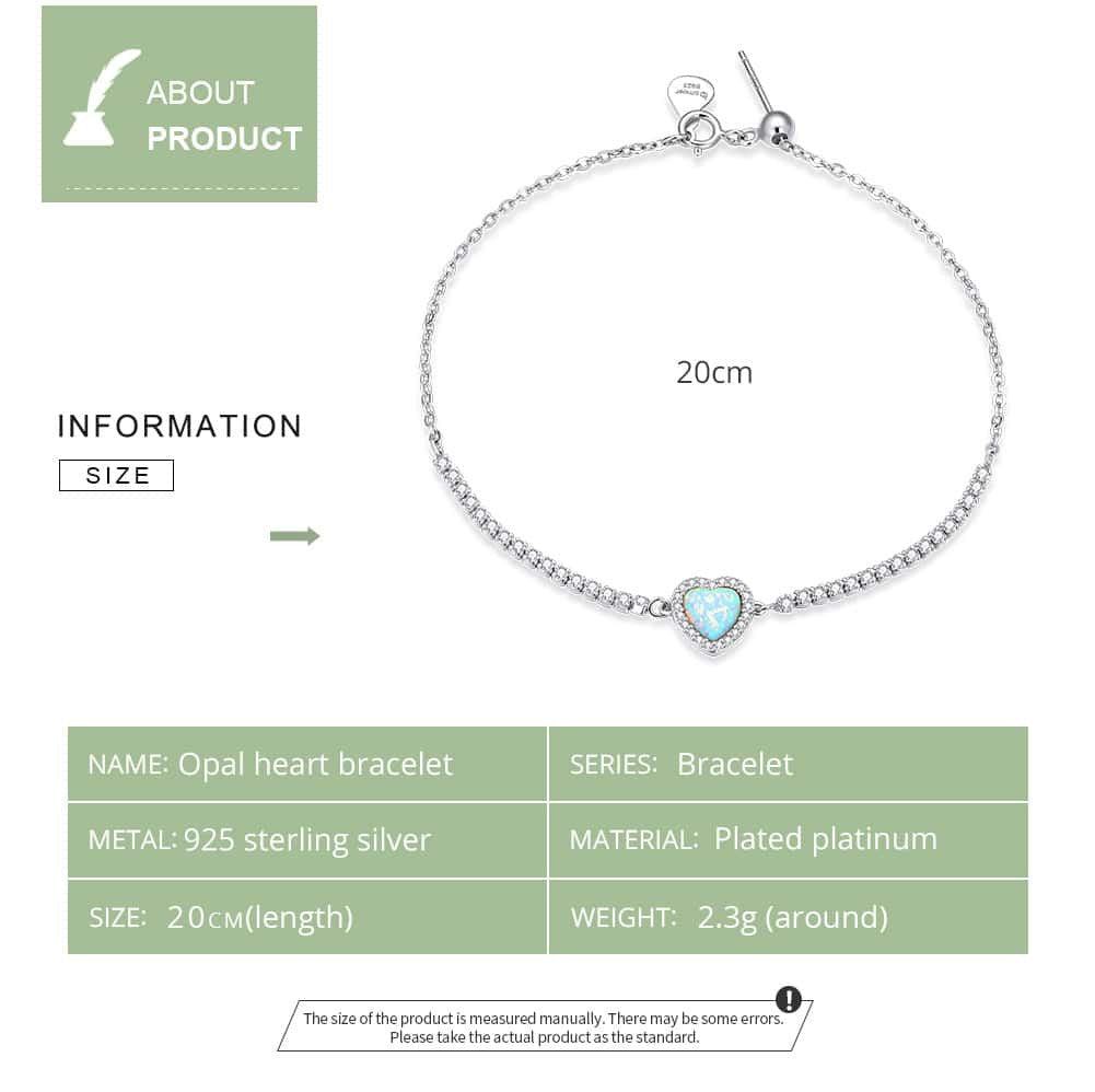 Bratara Din Argint 925 Model Inima - Opal Argint Minimalista Placat cu Rodiu 2.3g