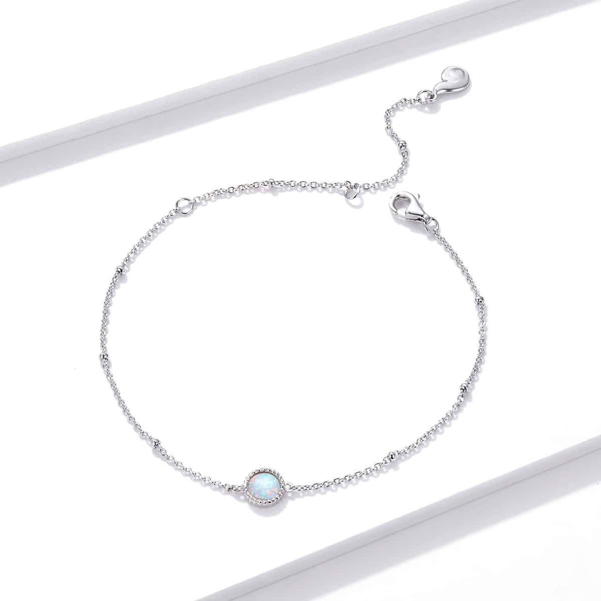Bratara Din Argint 925 Model Rotund - Opal Argint Minimalista Placat cu Rodiu 1.38g