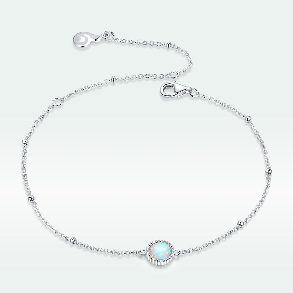 Bratara Din Argint 925 Model Rotund - Opal Argint Minimalista Placat cu Rodiu 1.38g