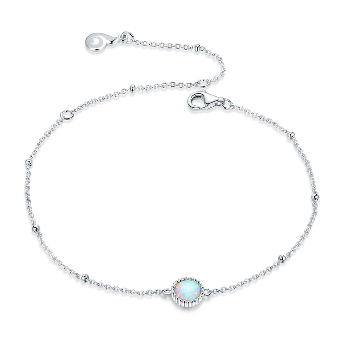 Bratara Din Argint 925 Model Rotund - Opal Argint Minimalista Placat cu Rodiu 1.38g