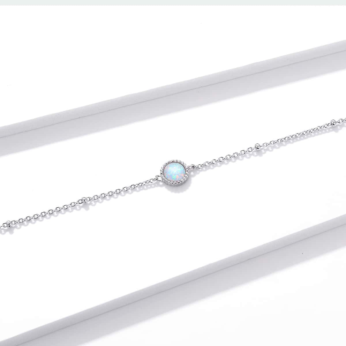 Bratara Din Argint 925 Model Rotund - Opal Argint Minimalista Placat cu Rodiu 1.38g