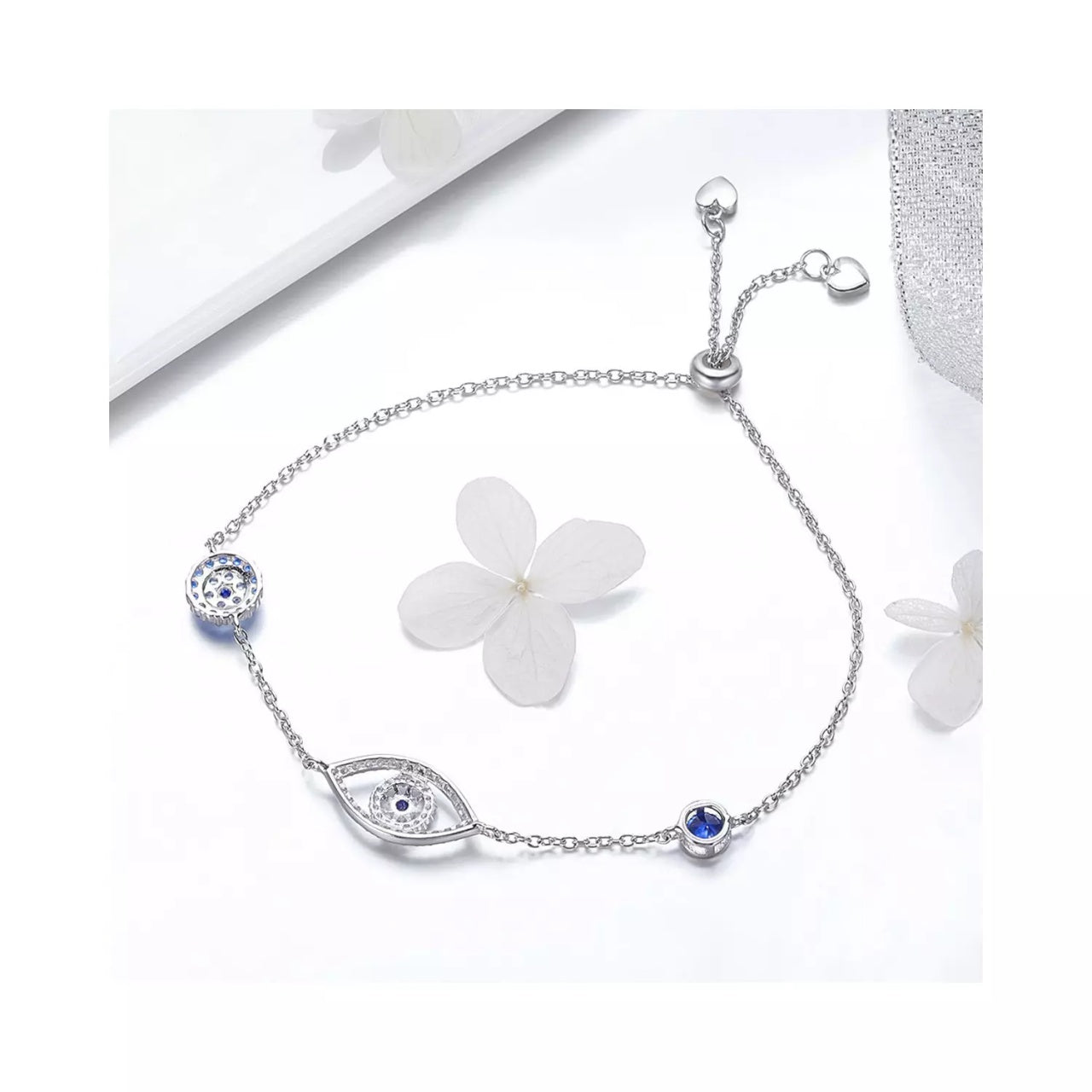 Bratara din argint Blue Eye Crystal Link, Argint 925, Pentru Femei