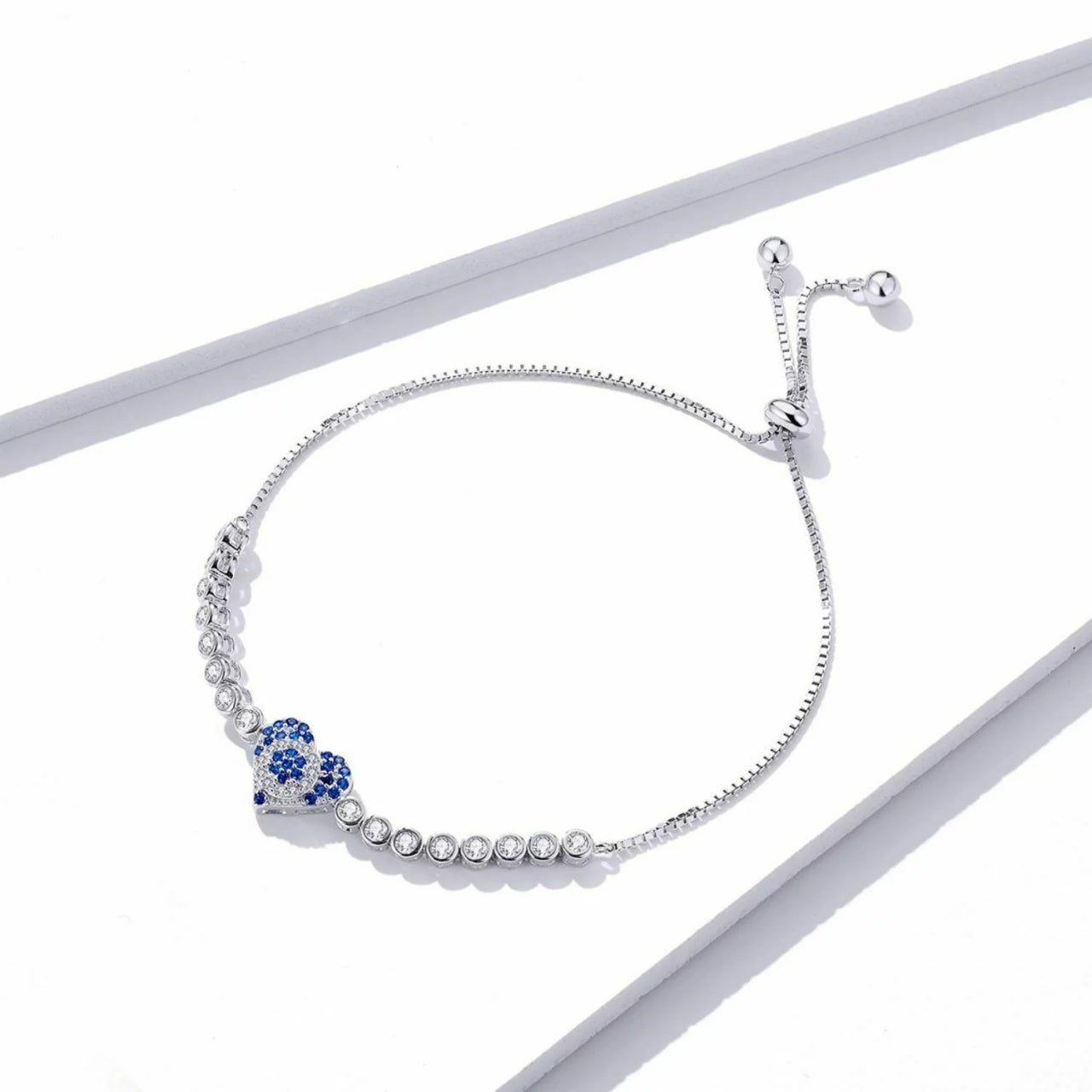 Bratara din argint Blue Heart Tennis, Argint 925, Pentru Femei 4.65g