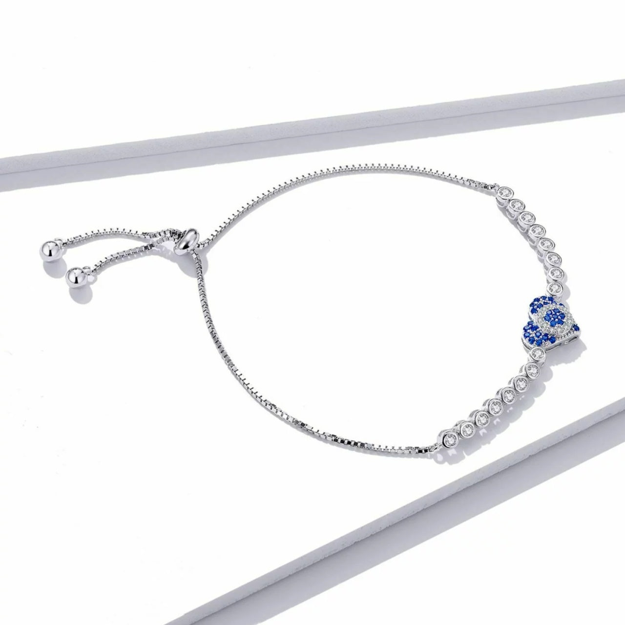 Bratara din argint Blue Heart Tennis, Argint 925, Pentru Femei 4.65g