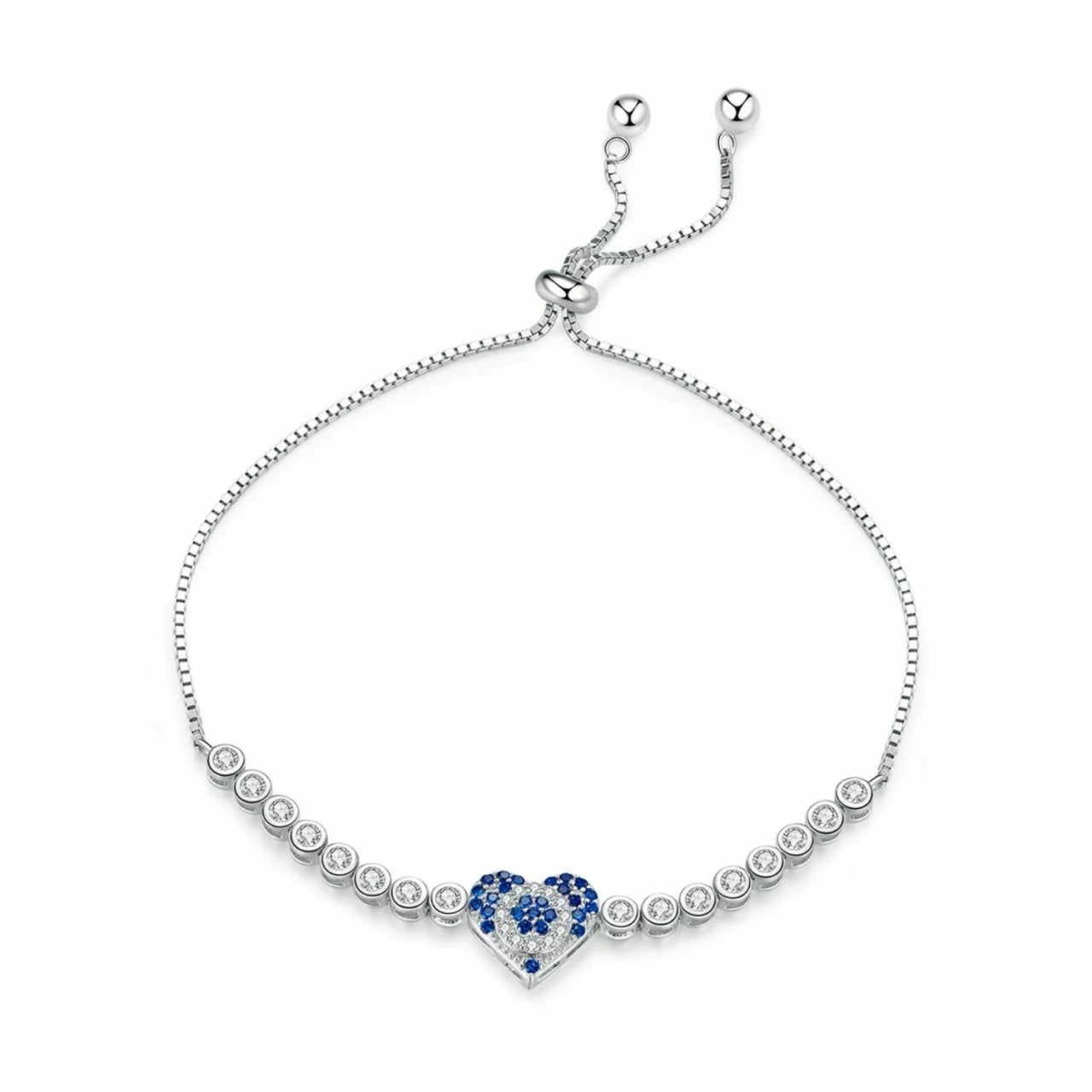Bratara din argint Blue Heart Tennis, Argint 925, Pentru Femei 4.65g
