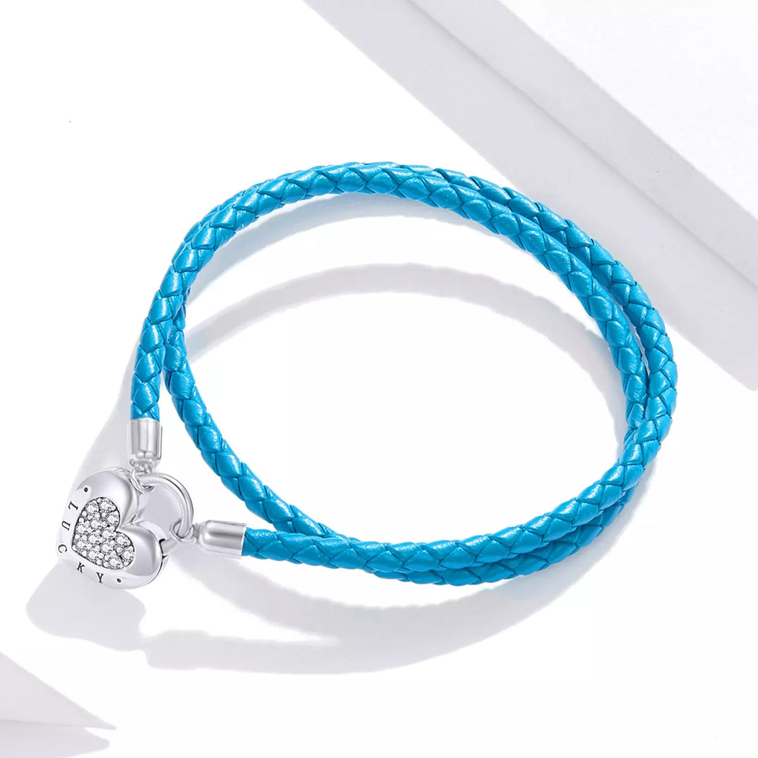 Bratara din argint Blue Leather Lock, Argint 925, Pentru Femei 5.68g
