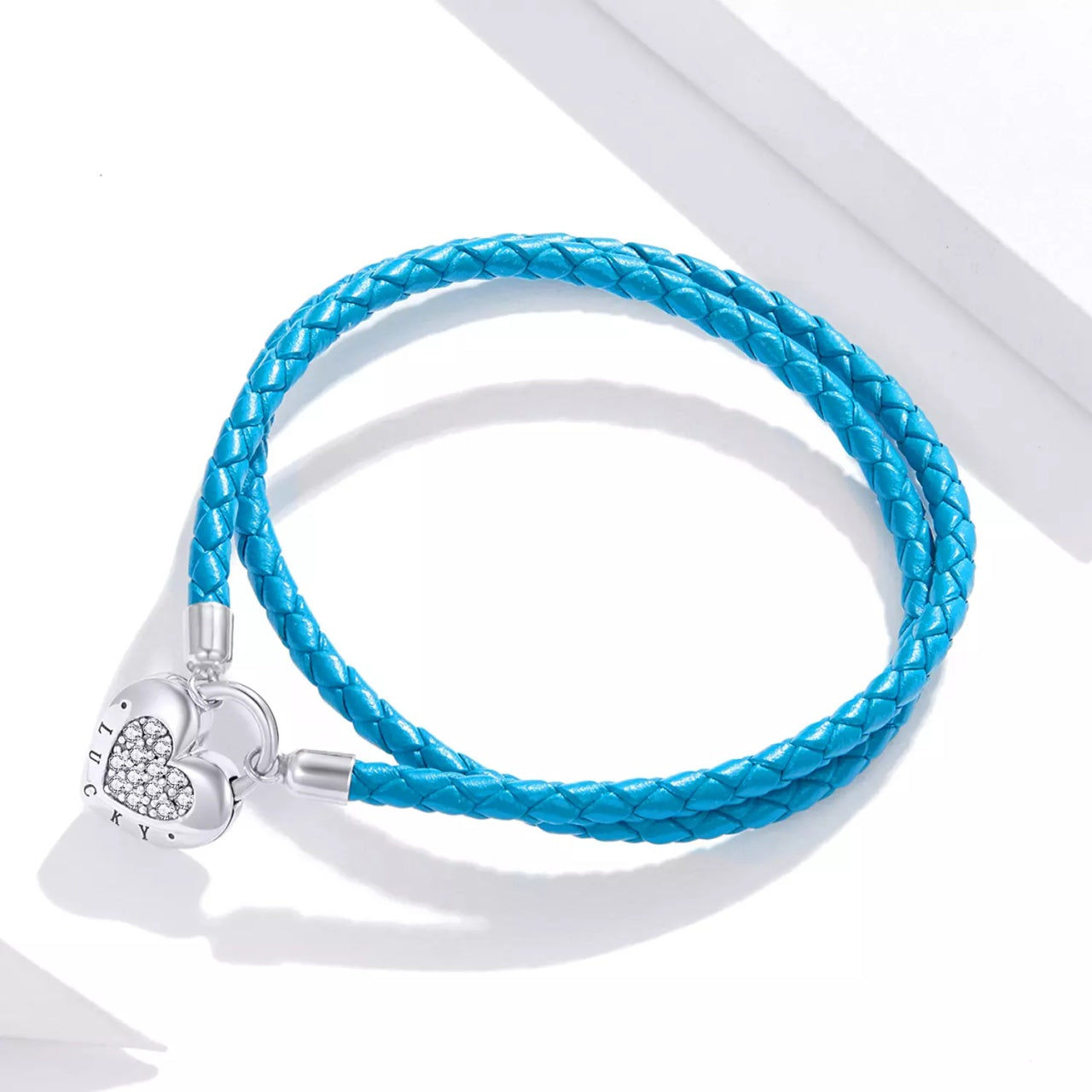 Bratara din argint Blue Leather Lock, Argint 925, Pentru Femei 5.68g