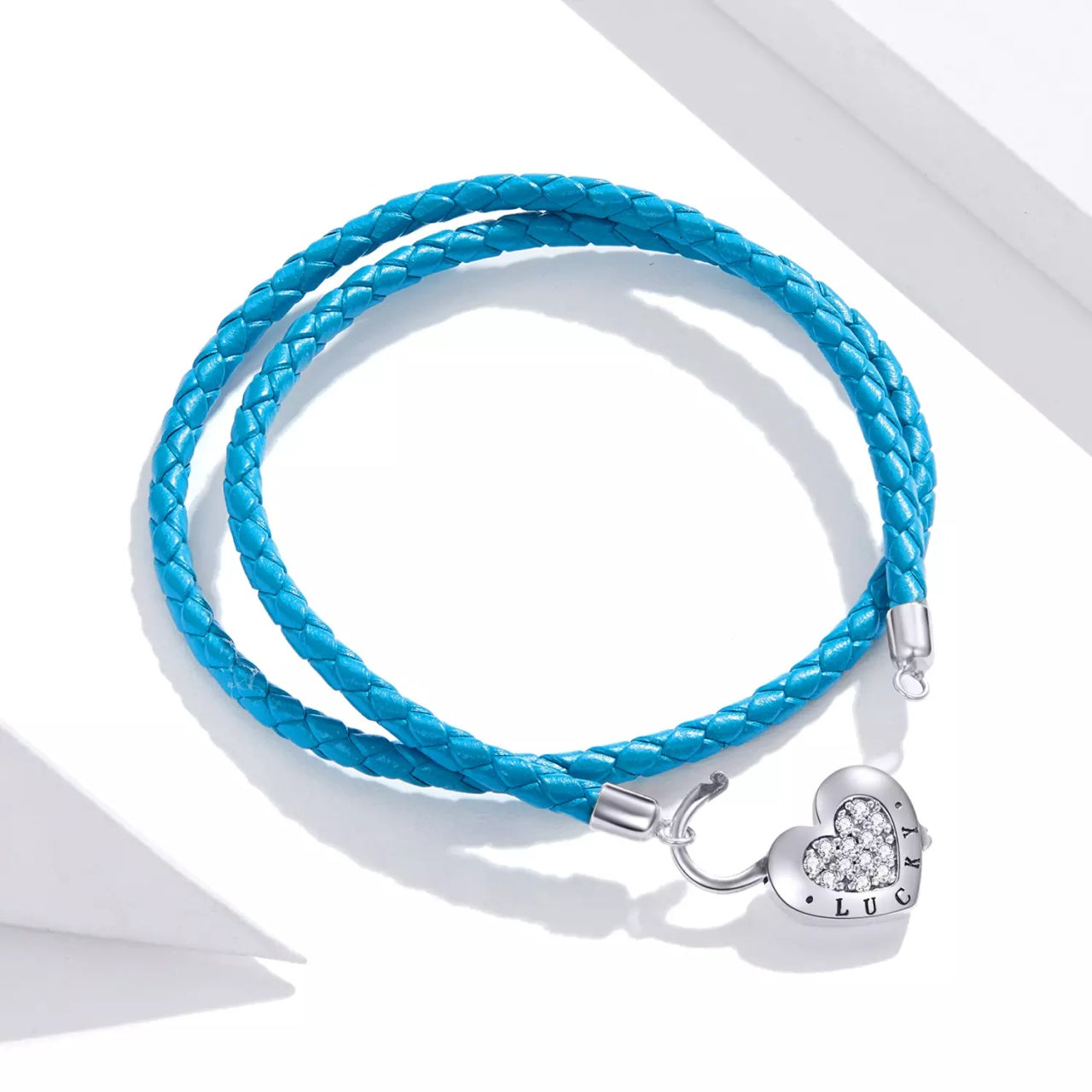 Bratara din argint Blue Leather Lock, Argint 925, Pentru Femei 5.68g