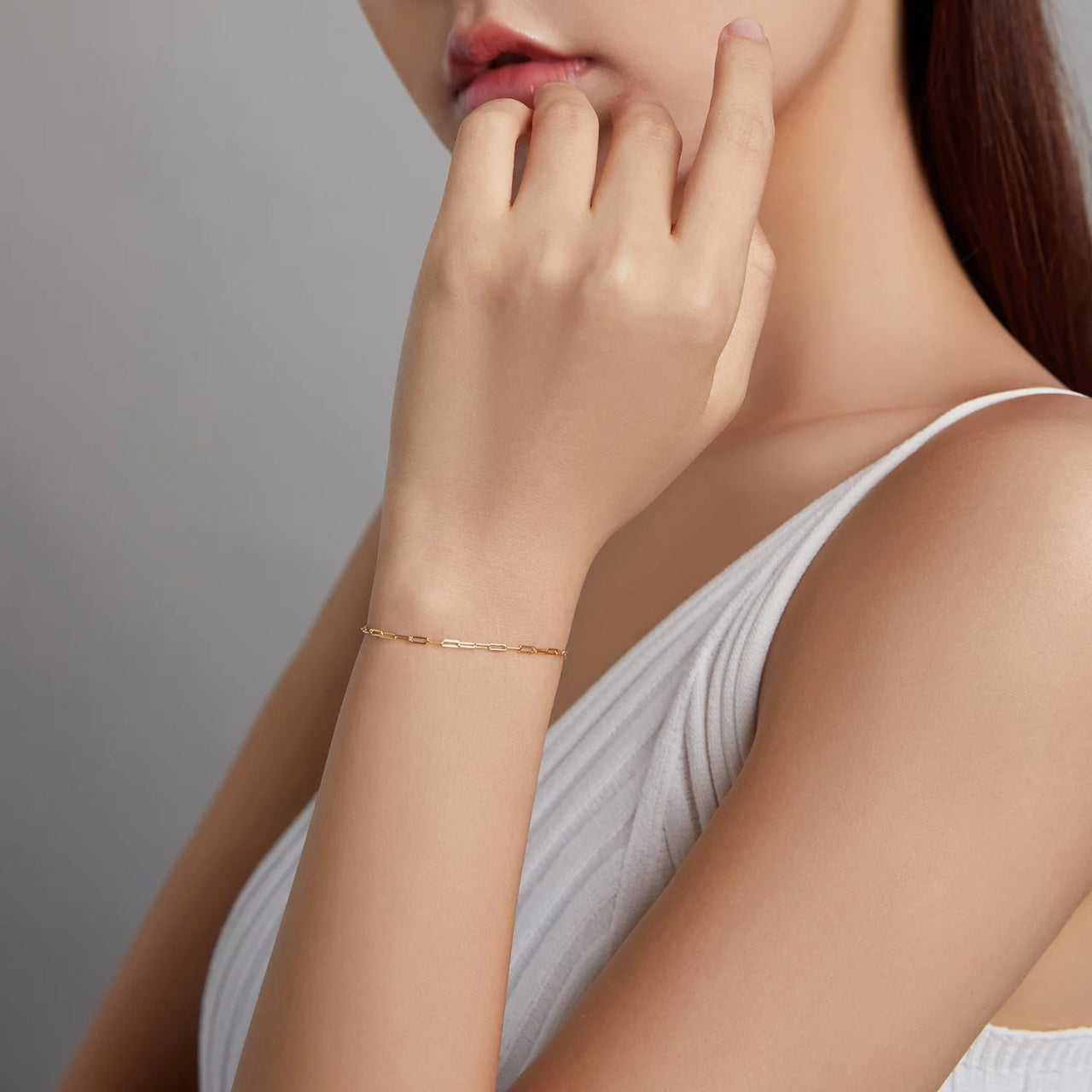 Bratara din argint Chain Bracelet Golden, Argint 925, Pentru Femei