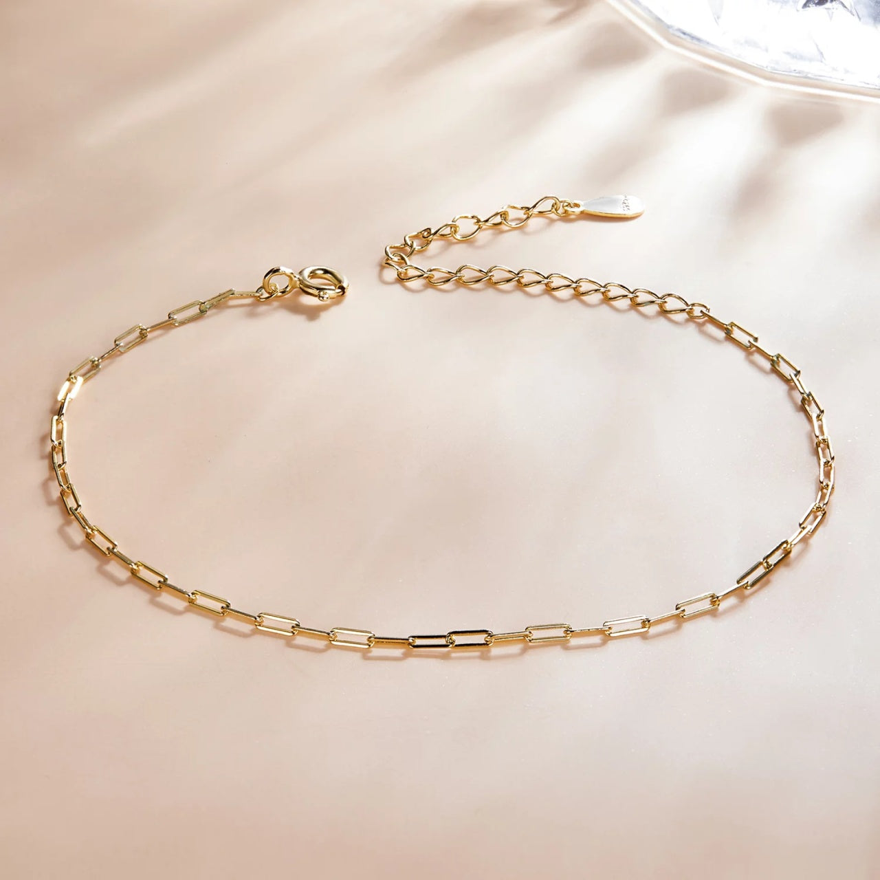 Bratara din argint Chain Bracelet Golden, Argint 925, Pentru Femei