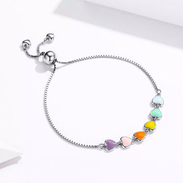 Bratara din argint Colorful Hearts, Argint 925, Pentru Femei 3.67g