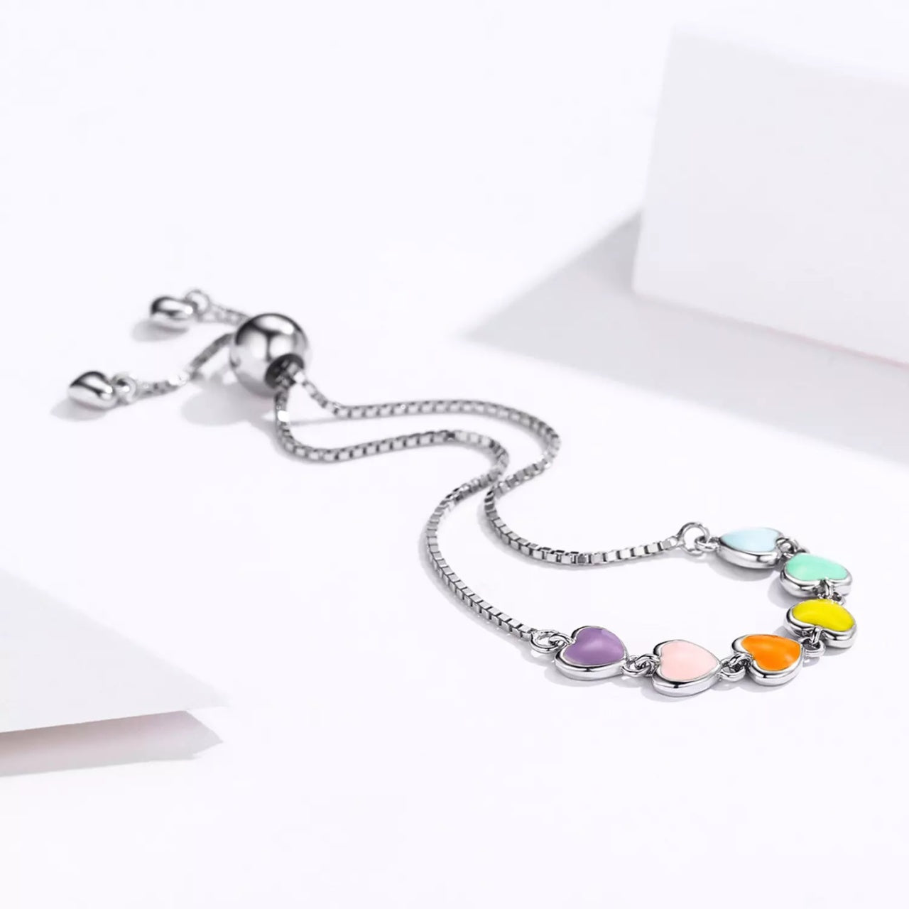 Bratara din argint Colorful Hearts, Argint 925, Pentru Femei 3.67g