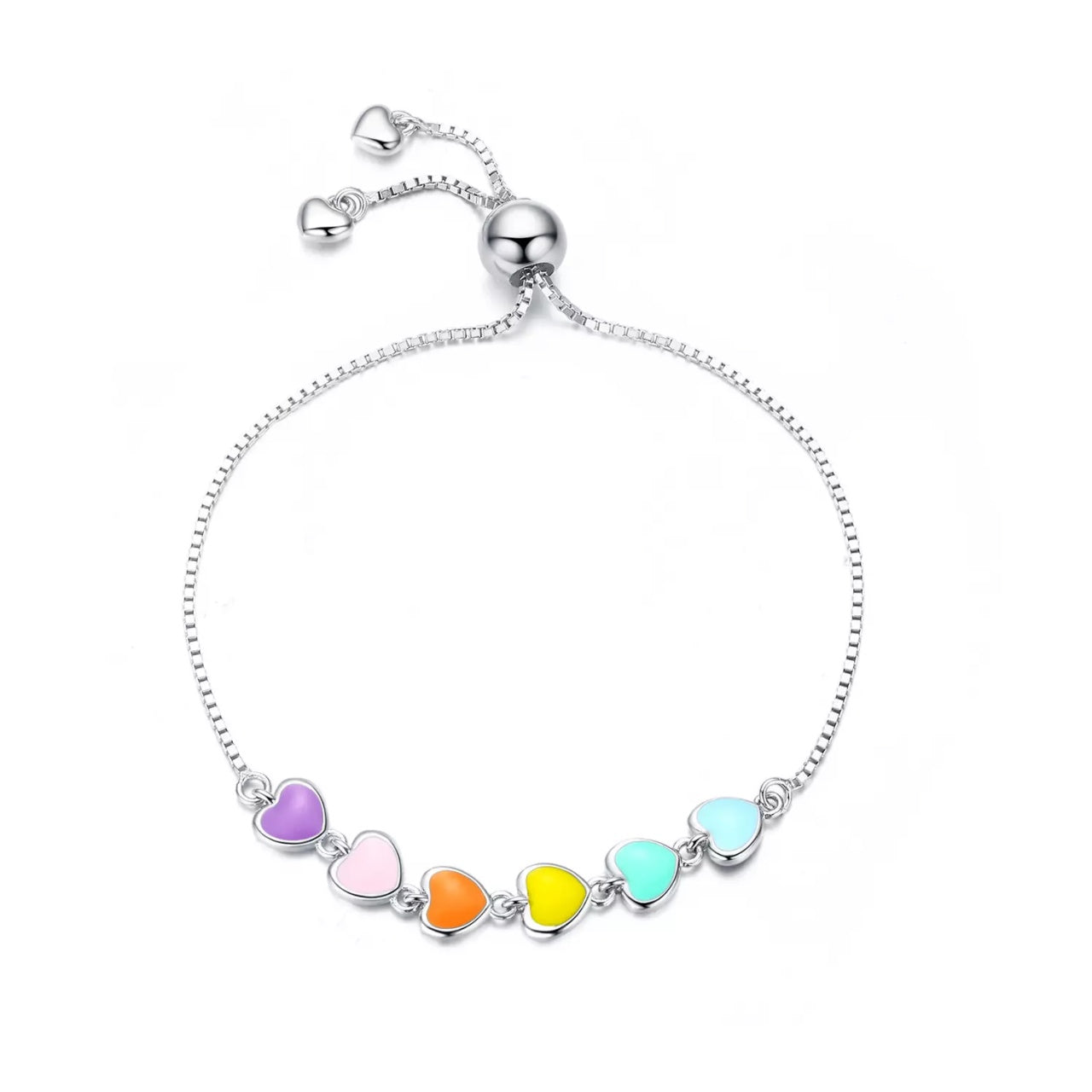 Bratara din argint Colorful Hearts, Argint 925, Pentru Femei 3.67g