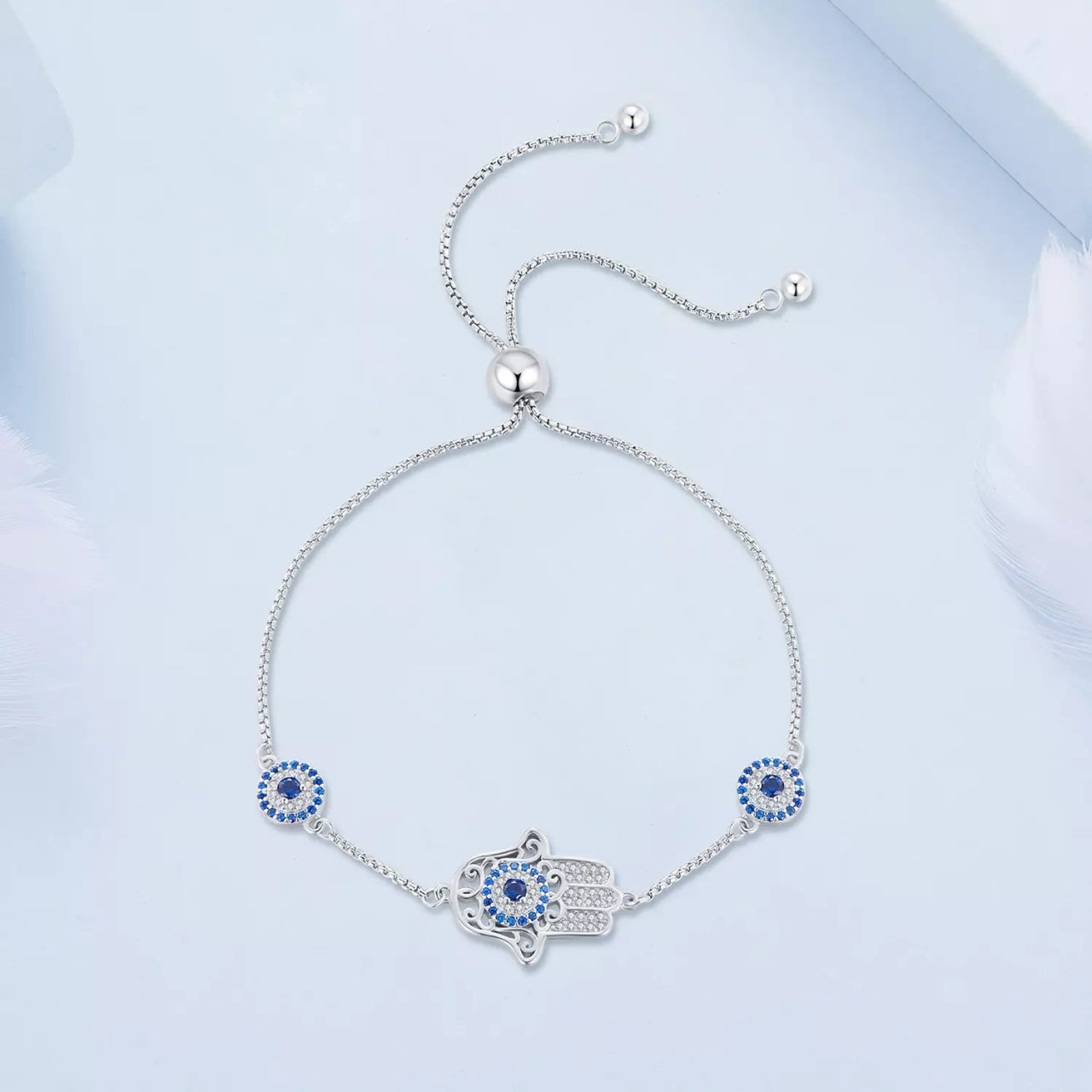 Bratara din argint Crystal Hamsa, Argint 925, Pentru Femei