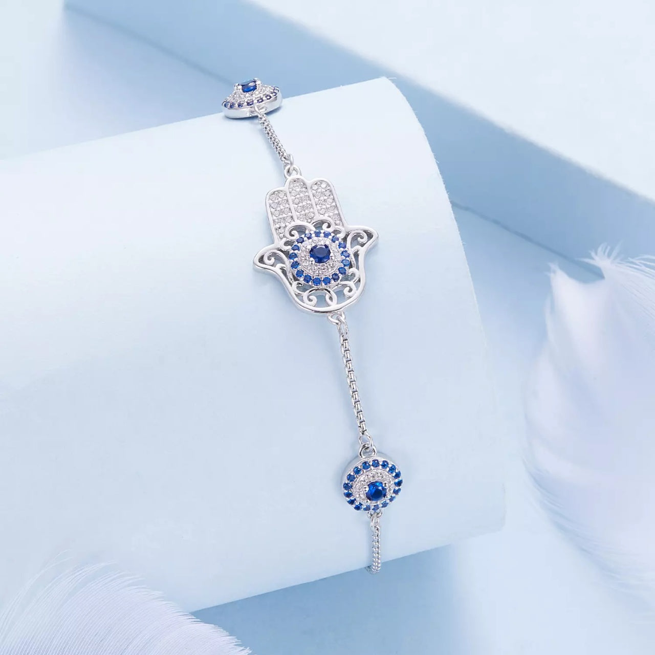 Bratara din argint Crystal Hamsa, Argint 925, Pentru Femei