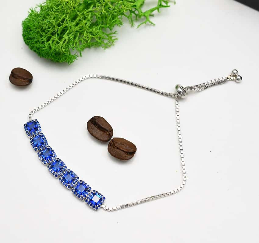Bratara Din Argint 925 Cu Elemente Zirconii Blue 5.8g