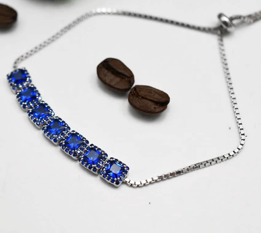 Bratara Din Argint 925 Cu Elemente Zirconii Blue 5.8g