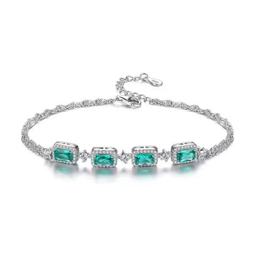Bratara Din Argint 925 Cu Elemente Zirconii Patrate Verzi 4.0g