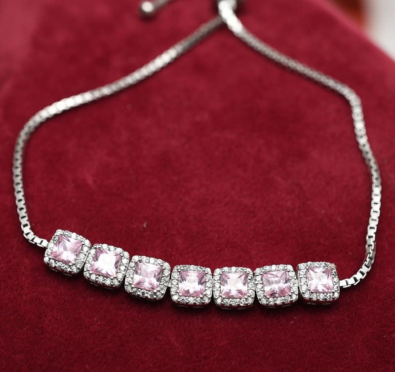 Bratara Din Argint 925 Cu Elemente Zirconii Pink 5.8g