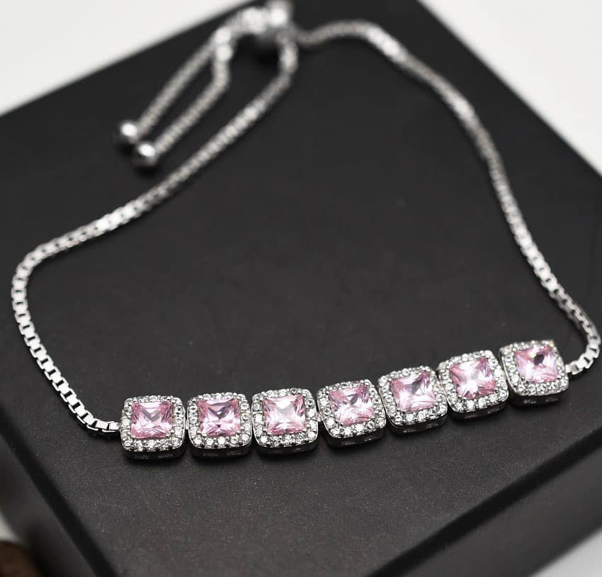 Bratara Din Argint 925 Cu Elemente Zirconii Pink 5.8g