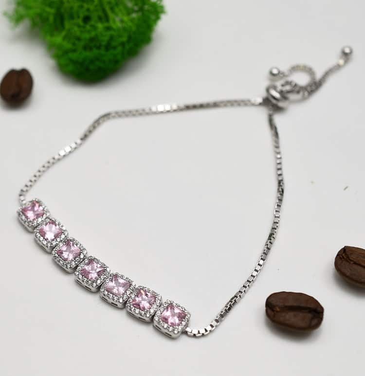 Bratara Din Argint 925 Cu Elemente Zirconii Pink 5.8g