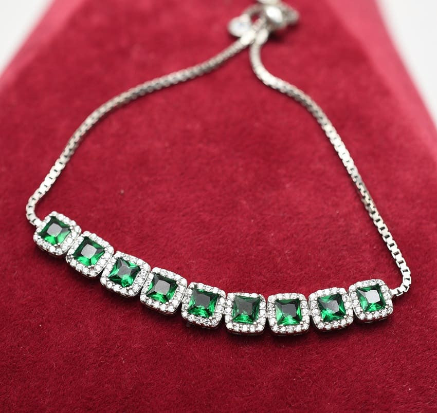 Bratara Din Argint 925 Cu Elemente Zirconii Verde 5.8g