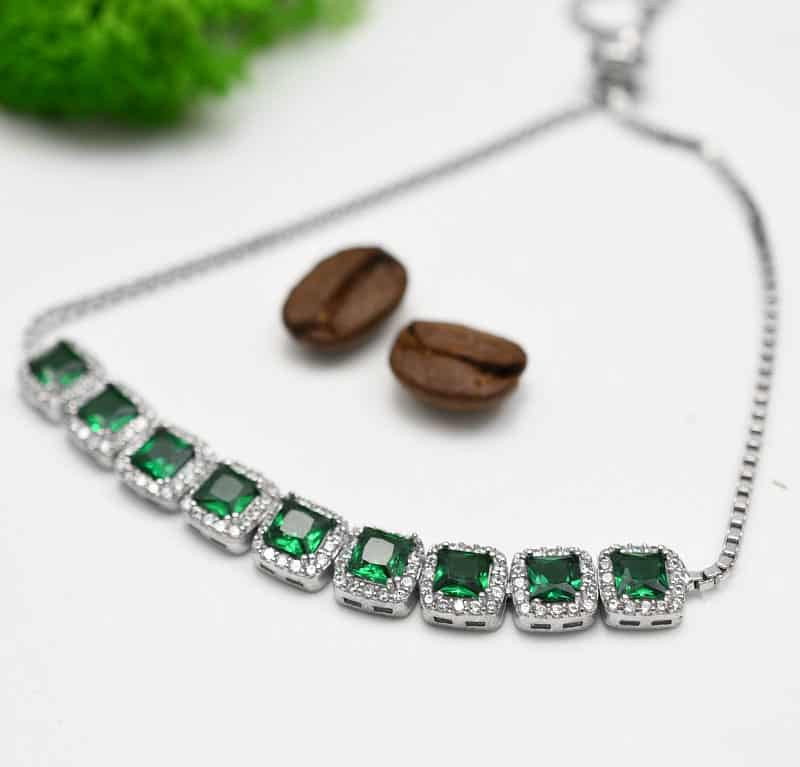 Bratara Din Argint 925 Cu Elemente Zirconii Verde 5.8g
