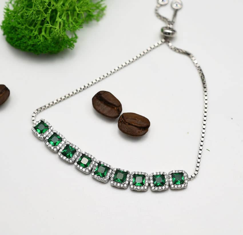Bratara Din Argint 925 Cu Elemente Zirconii Verde 5.8g