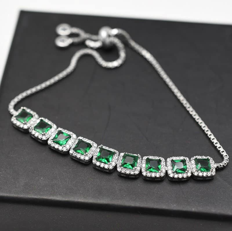 Bratara Din Argint 925 Cu Elemente Zirconii Verde 5.8g