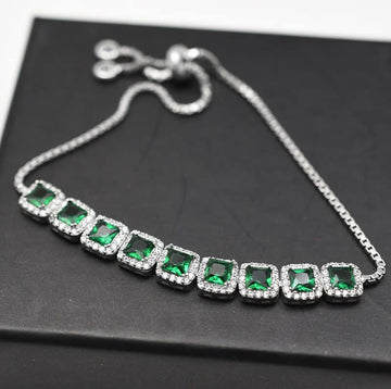 Bratara Din Argint 925 Cu Elemente Zirconii Verde 5.8g